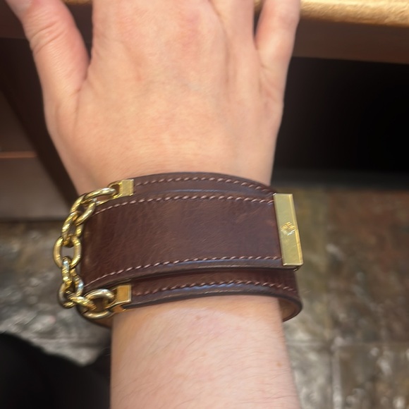 DSQUARED2 Jewelry - Dsquared2 leather bracelet with gold chain detail in brown